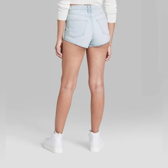 Wild Fable - Women's Super-High Rise Cheeky Jean Shorts - distressed blue - new - Picture 2 of 10